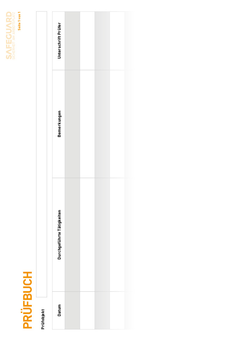 Allgemeines Prüfbuch Vorlage SAFEGUARD